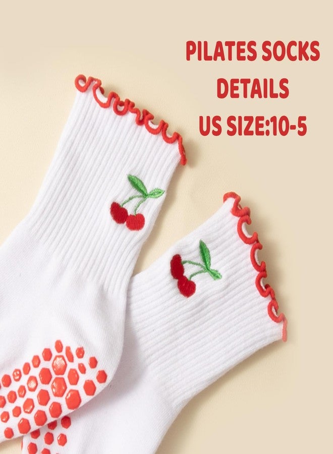 BOBOAR Pilates Yoga Grip Anti Slip Grippy Socks With Grips for Women Non Skid Cotton Crew for Barre Workout - Image 5